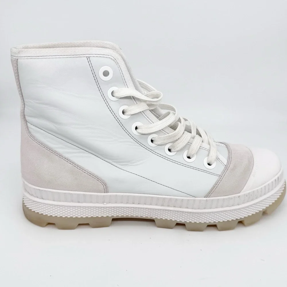 Jimmy Choo‎ Mens Nord Sneaker Boot US 10 EU 43 White Leather Suede Chunky 90s